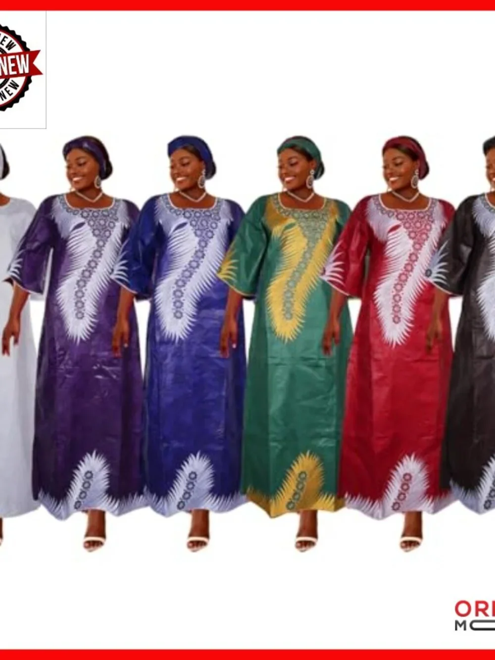 Traditional Embroidery Maxi Dress with Headwrap, Formal Cotton Lace
